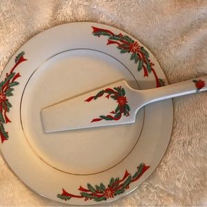 Christmas cake plate and server